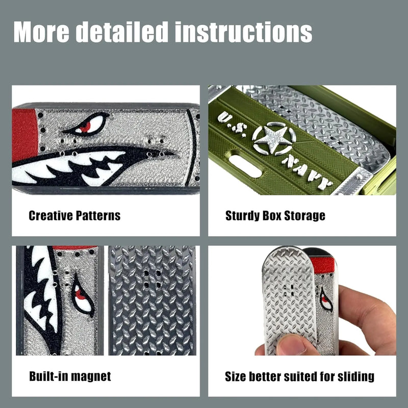 RareDude® Snaps | Silver Shark Magnetic Fingerboard Fidget Slider