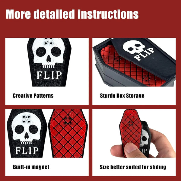 RareDude® Snaps | Gothic Skull Magnetic Fidget Slider & Coffin Desk Toy