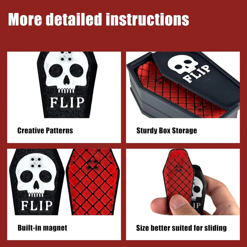 RareDude® Snaps | Gothic Skull Magnetic Fidget Slider & Coffin Desk Toy