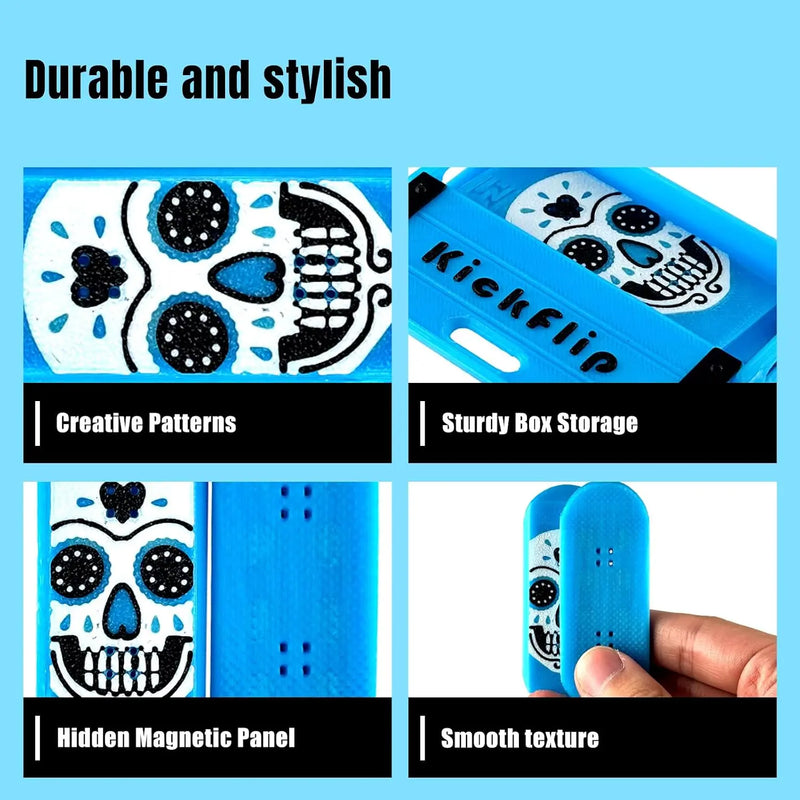 RareDude® Snaps | Blue Sugar Skull Magnetic Fingerboard Fidget Slider